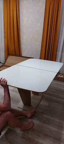 Стол на тумбе Петир 120(160)х80х75 серый / орех кантри фото покупателя 2