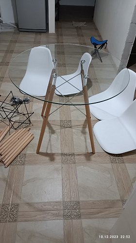 Стеклянный стол PT-151 80х80х76 clear glass / wood фото покупателя 26