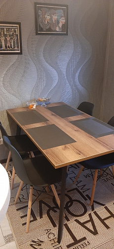 Стол Тринити Лофт 120 32 мм дуб галифакс табако / черный матовый фото покупателя 50