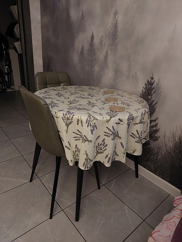 Стеклянный стол Абилин 100(140)х100х76 мрамор черный / черный матовый фото покупателя 59