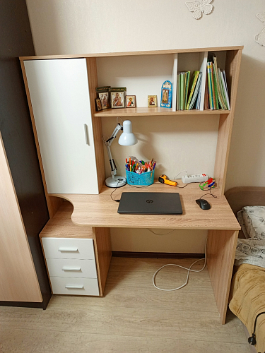 Компьютерный стол КСТ-16 левый дуб сонома / белый фото покупателя 17