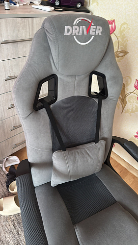 Компьютерное кресло Driver/Драйвер кожзам черный / ткань синий фото покупателя 13