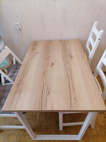 Деревянный стол Барон О 160 х 90 белая пленка шагрень / черный фото покупателя 83