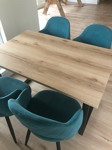 Стеклянный стол Фостер 120(160)х120х76 серый мрамор / черный фото покупателя 23