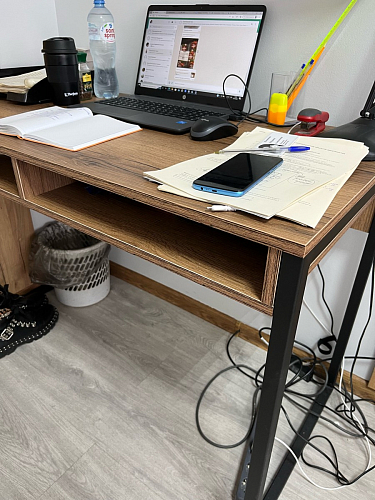 Письменный стол Леон Лофт черный матовый / дуб вотан фото покупателя 54