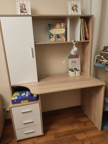 Компьютерный стол КСТ-16 левый дуб сонома / белый фото покупателя 53