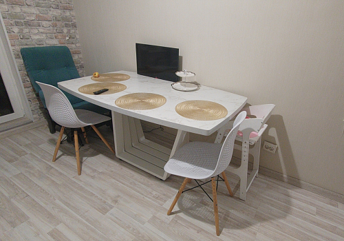 Стол на тумбе Эудес дуб галифакс табак / черный фото покупателя 11