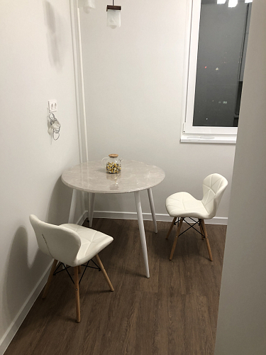 Деревянный стол Абилин 90х76 светло-серый / черный матовый фото покупателя 5