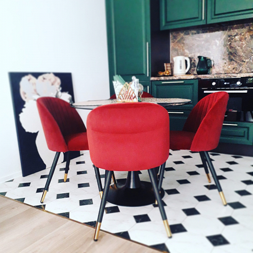 Стул на металлокаркасе Gabi 1 light purple / black / gold фото покупателя 256