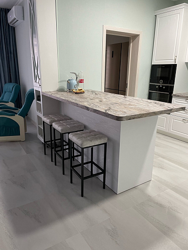 Барный стул Лофт ткань канди крем / черный матовый фото покупателя 32