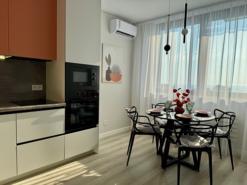 Стеклянный стол Норфолк d100 белый мрамор / черный фото покупателя 50