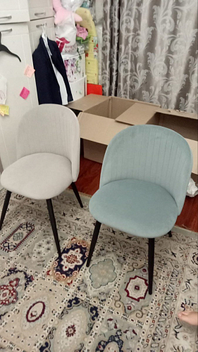 Стул на металлокаркасе Gabi 1 light blue / black / gold фото покупателя 507