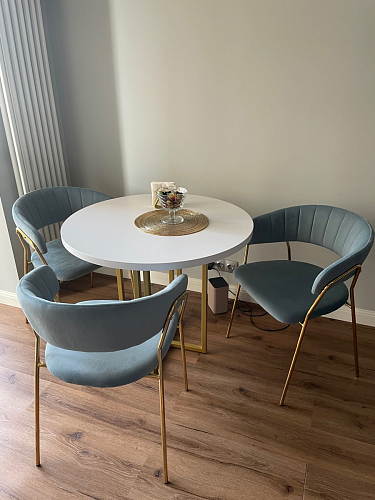 Стул на металлокаркасе Kamelia голубой / голубой / золотой фото покупателя 2