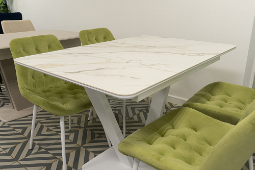 Стул на металлокаркасе Гояр confetti green / белый глянец из шоурума 2