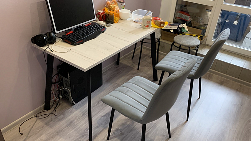 Деревянный стол Барон О 200 х 90 белая пленка шагрень / черный фото покупателя 23