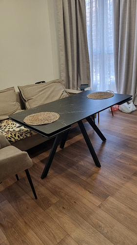 Керамический стол Вилли 140(200)х80 белый мрамор snow white / черный фото покупателя 49