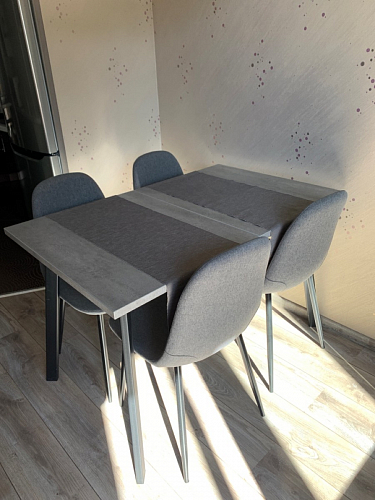 Деревянный стол Колон Лофт 120(160) х 75 черный матовый / бетон фото покупателя 15