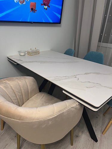 Керамический стол Вилли 140(200)х80 carmen light grey / черный фото покупателя 32