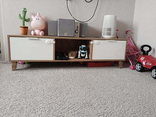 ТВ-тумба Эго Т-3 на ножках бетон светлый / белый глянец фото покупателя 52