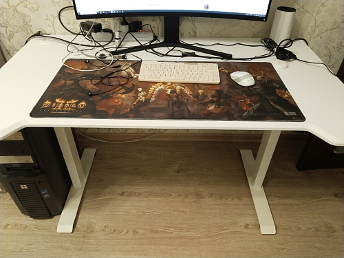 Компьютерный стол Маркос с механизмом подъема 140х80х75 орех кантри / белый фото покупателя 17