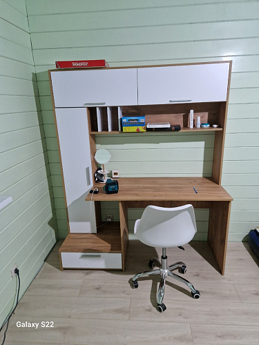 Письменный стол Лайт 03.243 дуб золотой (craft) / белый премиум фото покупателя 262