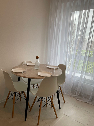 Стеклянный стол Абилин 100(140)х100х76 мрамор черный / черный матовый фото покупателя 77