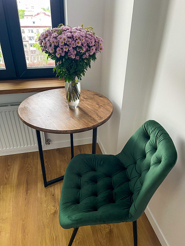 Стул на металлокаркасе Гояр confetti green / белый глянец фото покупателя 4