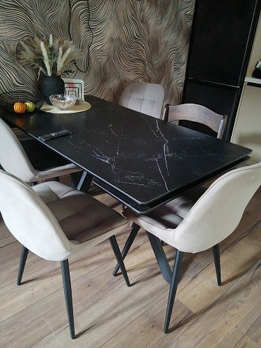 Керамический стол Вилли 140(200)х80 серый мрамор larka grey / черный фото покупателя 55