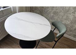 Стеклянный стол Кэмерон 110х110х75 серый / черный фото покупателя 8