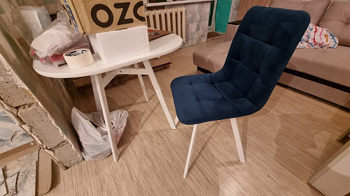 Стул на металлокаркасе Чилли синяя ткань / белый фото покупателя 1332