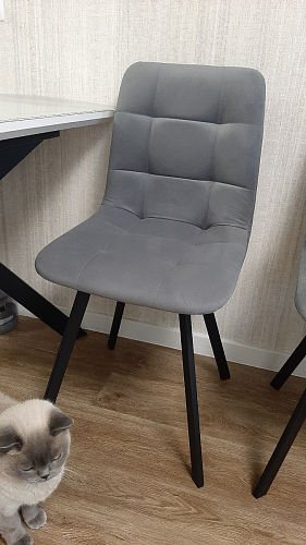 Стул на металлокаркасе Чилли К светло-серый велюр / черный каркас фото покупателя 1451