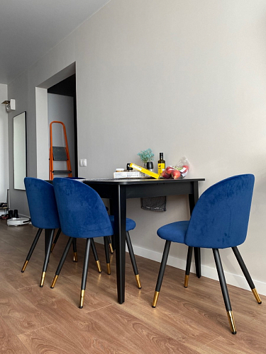 Стул на металлокаркасе Gabi 1 light blue / black / gold фото покупателя 759