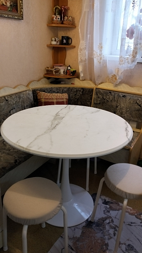 Стол Тулип 80х73 мрамор черный / белый фото покупателя 121