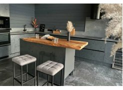 Барный стул Лофт кожзам темно-серый / черный матовый фото покупателя 17