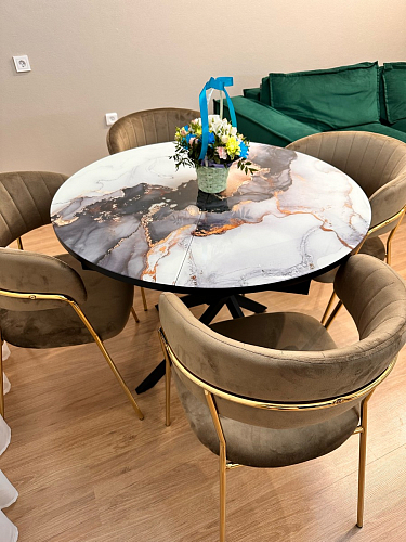 Стул на металлокаркасе Kamelia голубой / голубой / золотой фото покупателя 53