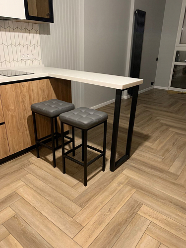 Барный стул Лофт кожзам темно-серый / черный матовый фото покупателя 11