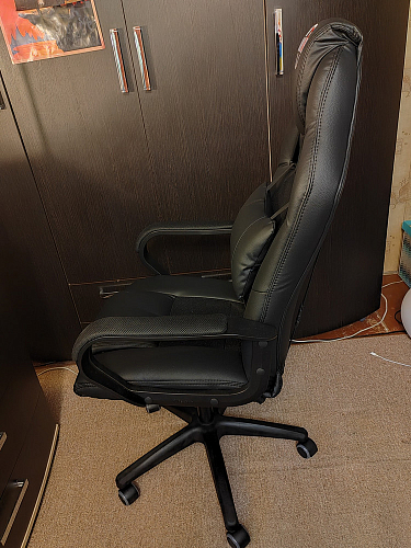 Компьютерное кресло Driver/Драйвер кожзам черный / ткань синий фото покупателя 148