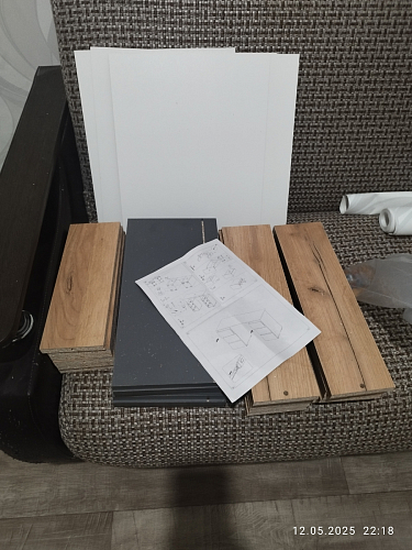 Письменный стол Элла ПС 02 серый графит 0162 / дуб крафт золото фото покупателя 14