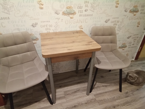 Стул на металлокаркасе Челси морская волна / черный фото покупателя 73