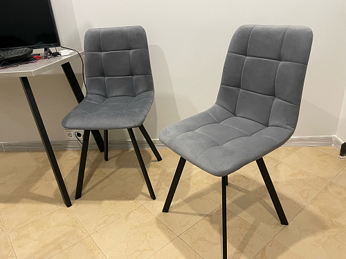 Стул на металлокаркасе Чилли К светло-серый велюр / черный каркас фото покупателя 839