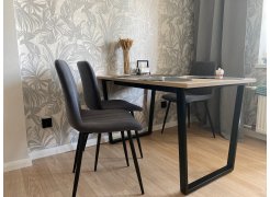 Деревянный стол Лота Лофт 120(160)х75 черный матовый / бетон светлый фото покупателя 283