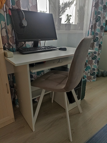 Стул на металлокаркасе Чилли бежевый / белый каркас фото покупателя 970