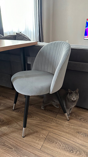 Стул на металлокаркасе Gabi dark beige / black / silver фото покупателя 162