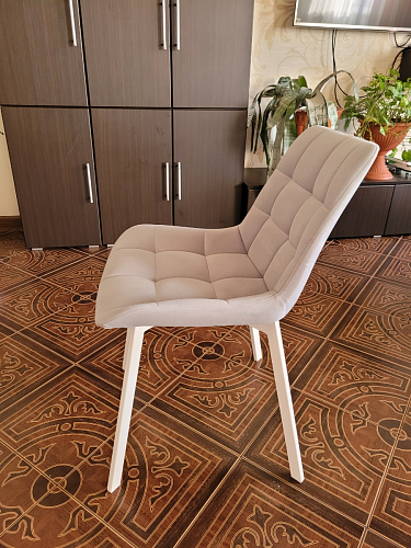 Стул на металлокаркасе Челси бежевый / белый каркас фото покупателя 4