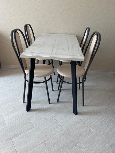 Деревянный стол Барон О 160 х 90 белая пленка шагрень / черный фото покупателя 38