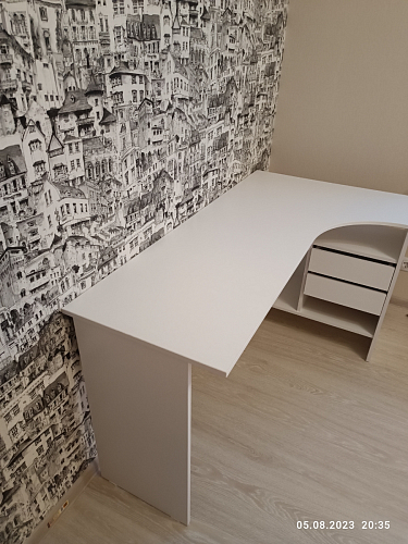 Письменный стол СПм-25 левый белый  - Уцененный экземпляр фото покупателя 26