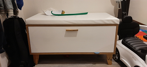 Обувница Эго Об-1 на ножках бетон светлый / белый глянец фото покупателя 13