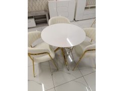 Стеклянный стол Rock 80х75 white / gold из шоурума 1