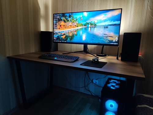 Стол Лота Лофт 140 25 мм черный матовый / дуб вотан фото покупателя 795