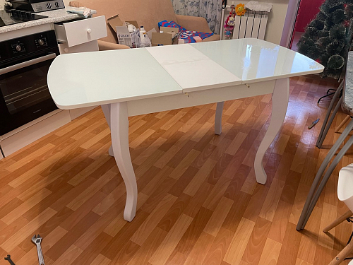 Стеклянный стол Бриллиант белый фото покупателя 14